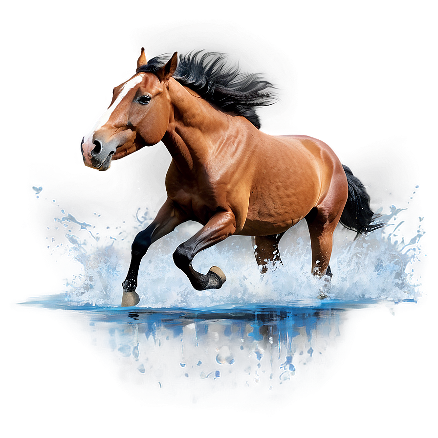 Horse Running In Water Splash Png Xmh61 PNG image