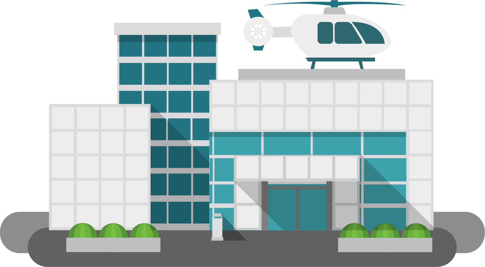 Hospital Buildingwith Helicopter Landing PNG image