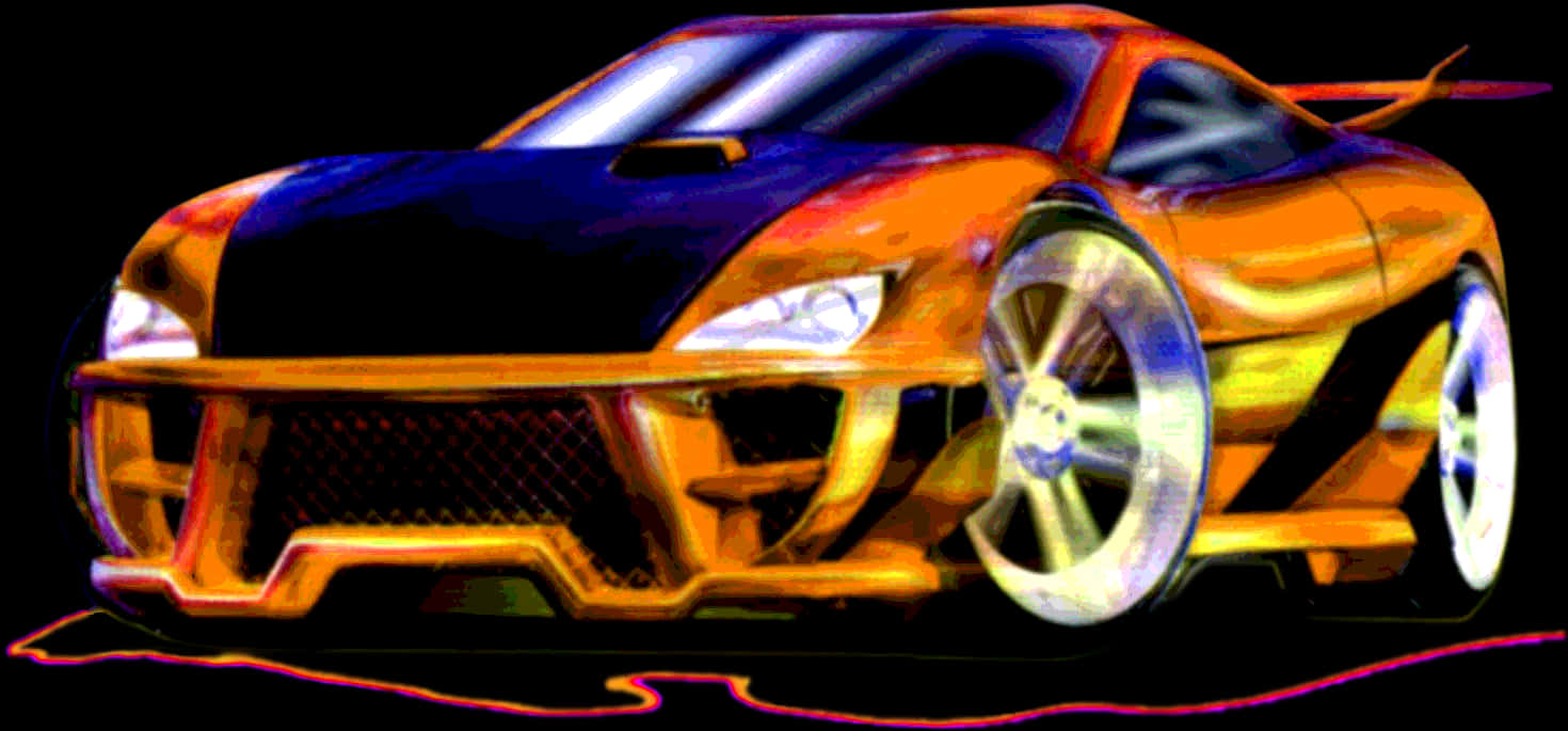 Hot Wheels Flaming Custom Car PNG image