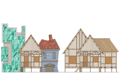 House Construction Stages Illustration PNG image