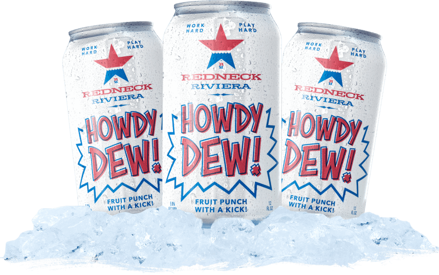 Howdy Dew Redneck Riviera Fruit Punch Cans PNG image