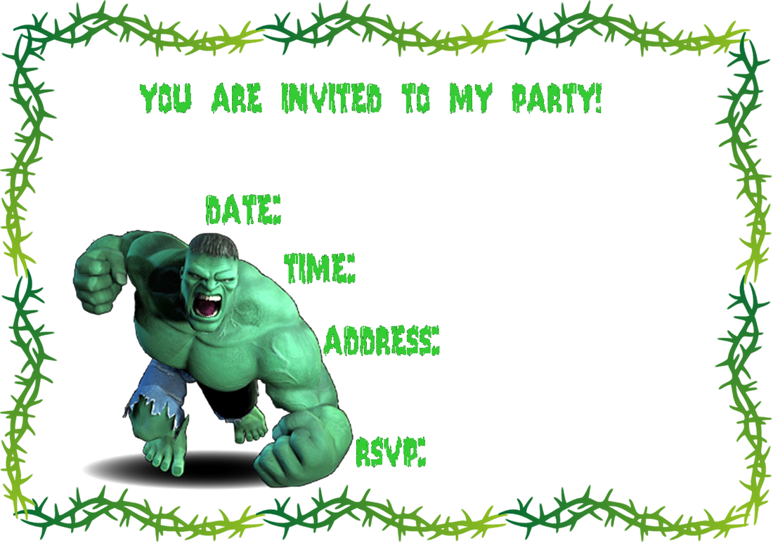 Hulk Party Invitation Template PNG image