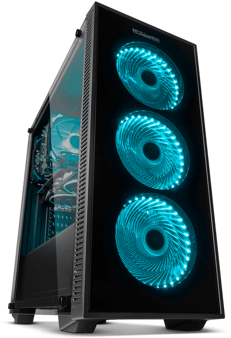 Hummer P C Case With Blue L E D Fans PNG image