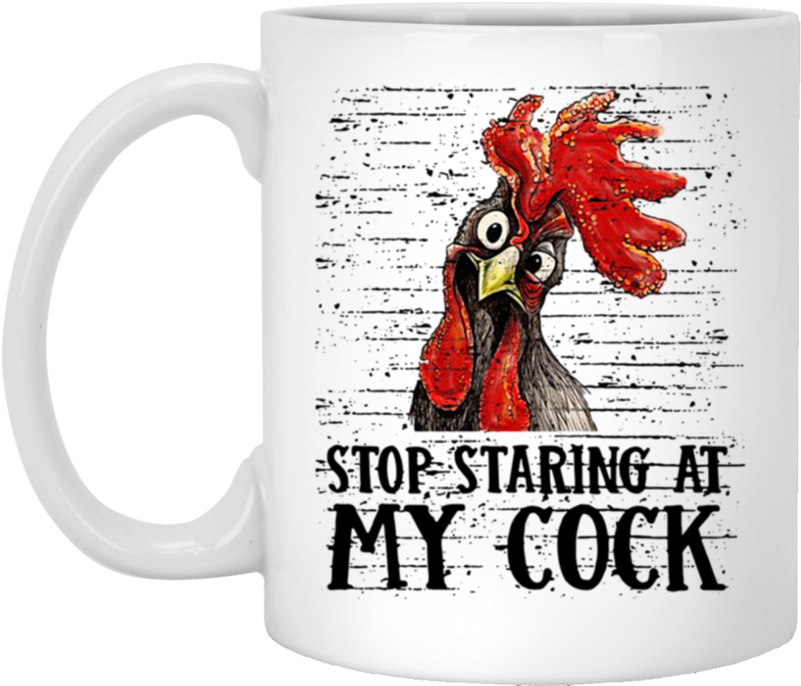 Humorous Cock Mug Design PNG image