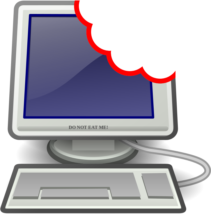 Humorous Computer Clipart With Warning Sign PNG image