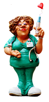 Humorous Nurse Figurinewith Syringe PNG image