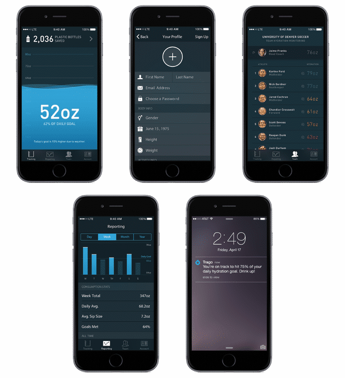 Hydration Tracking App Screenshots PNG image