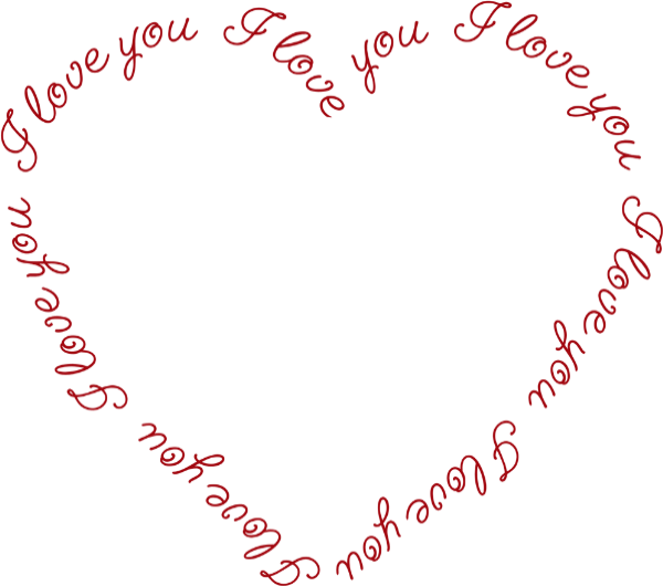 I Love You Heart Text Pattern PNG image