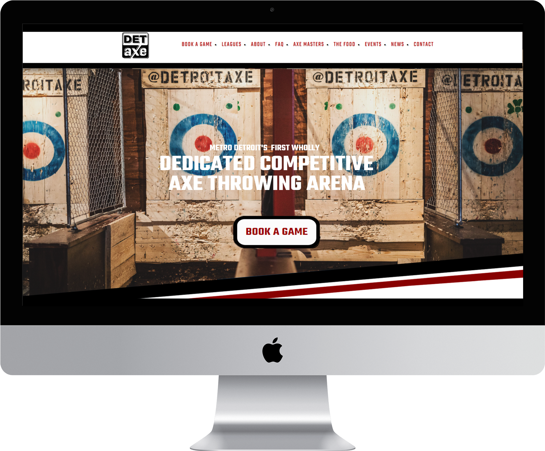 I Mac Displaying Axe Throwing Website PNG image