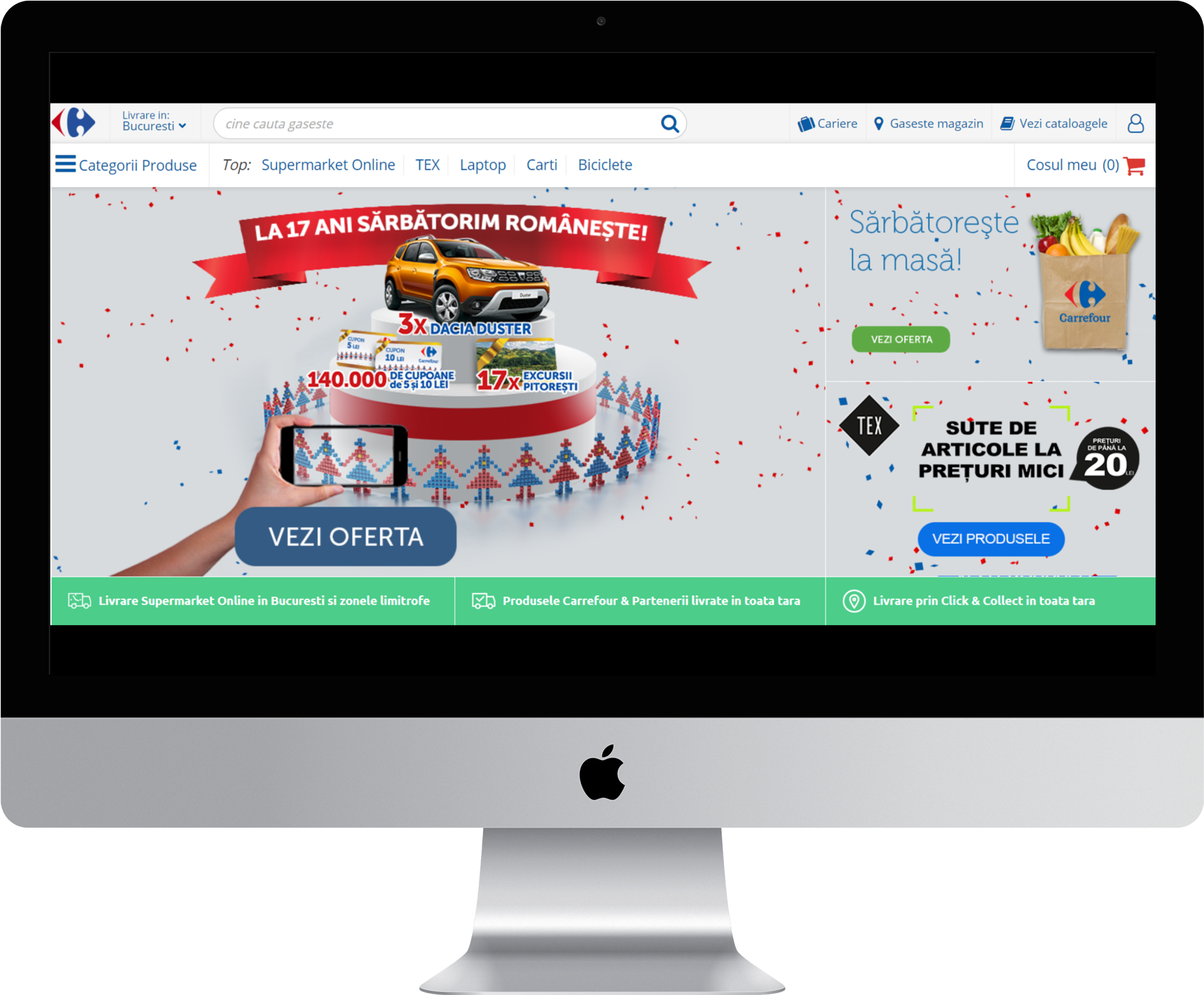 I Mac Displaying Online Supermarket Advertisement PNG image