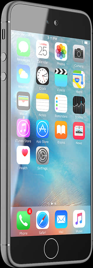 I Phone Space Gray Home Screen PNG image