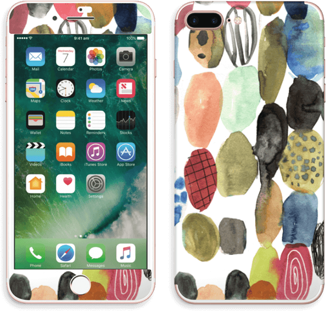 I Phonewith Colorful Abstract Case PNG image