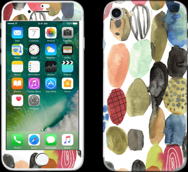 I Phonewith Colorful Case Design PNG image