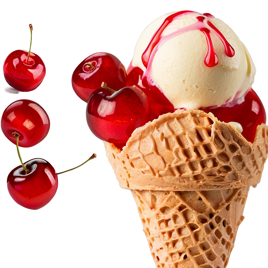 Ice Cream Cone With Cherry Png Prn PNG image