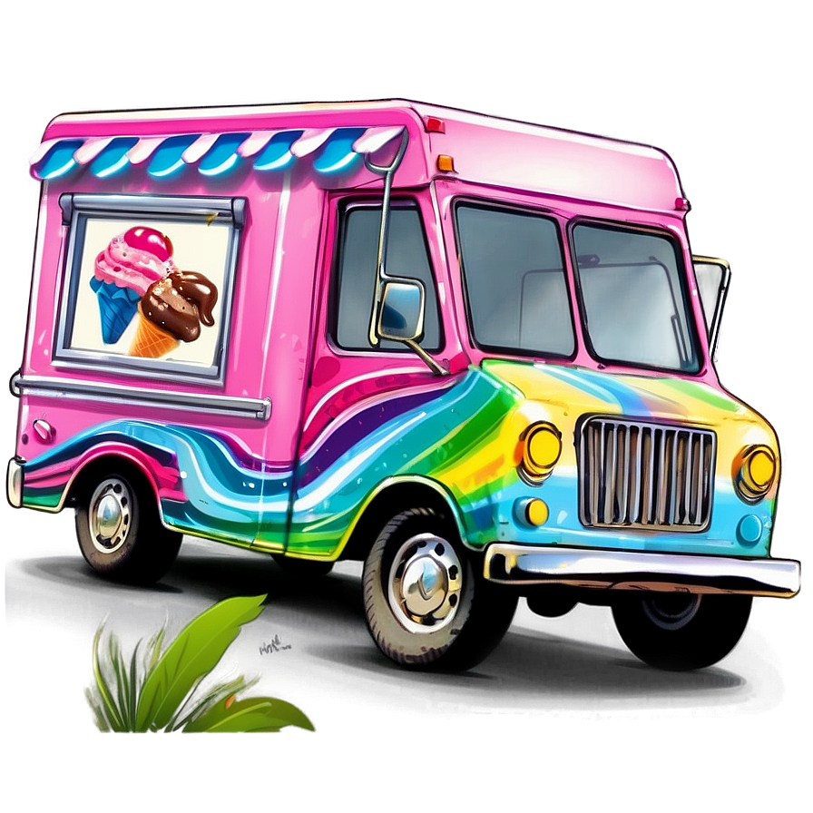 Ice Cream Truck At The Beach Png Sso PNG image