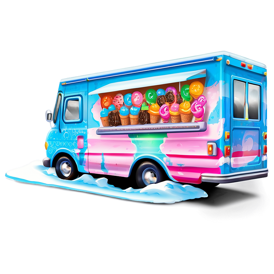 Ice Cream Truck In Winter Theme Png Nxn24 PNG image