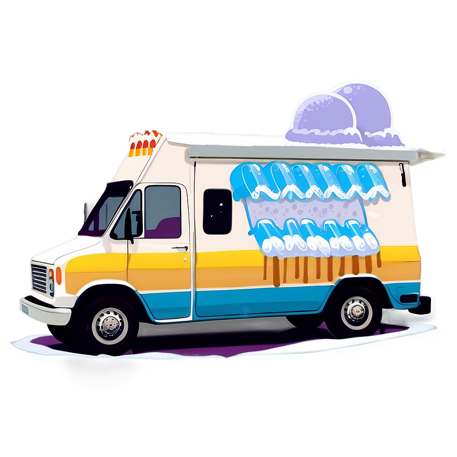 Ice Cream Truck In Winter Theme Png Yrp63 PNG image