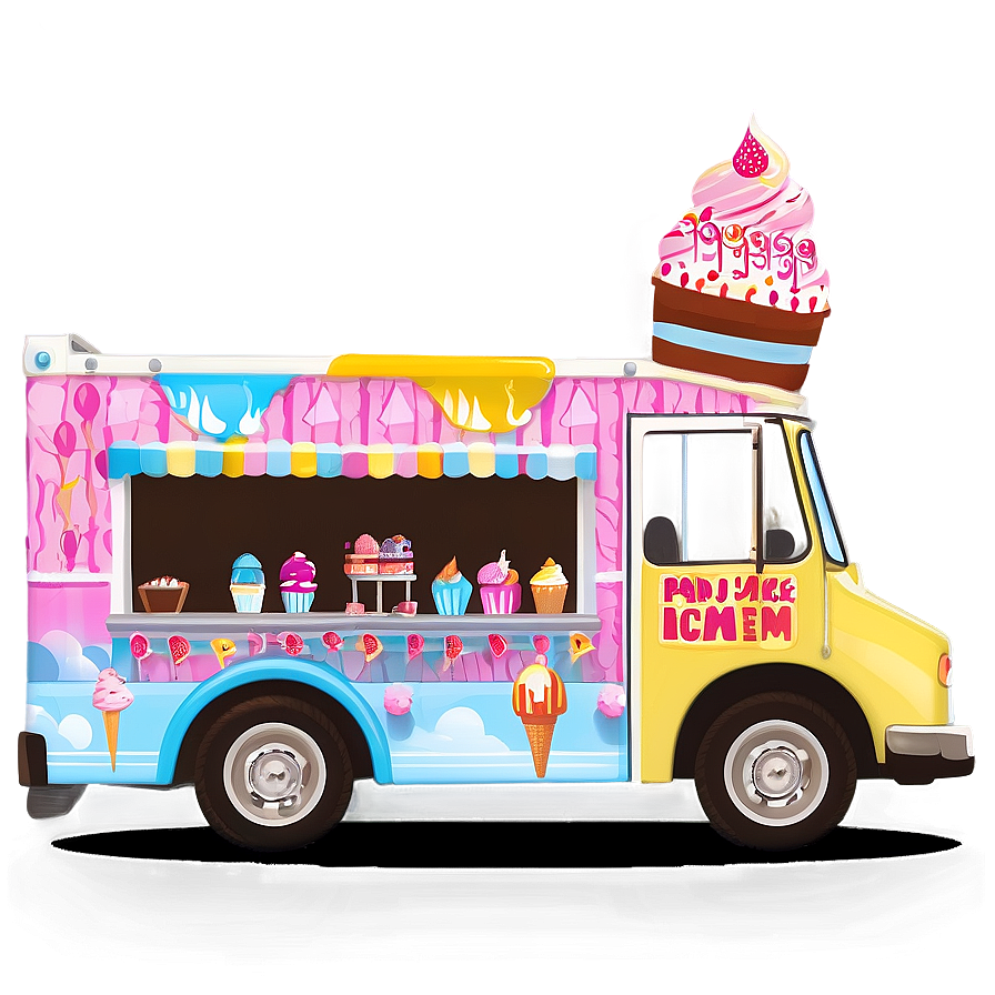 Ice Cream Truck On City Street Png Hxg68 PNG image