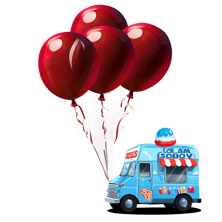 Ice Cream Truck With Balloons Png Waj PNG image