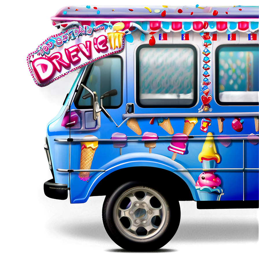 Ice Cream Truck With Happy Driver Png Jgm PNG image