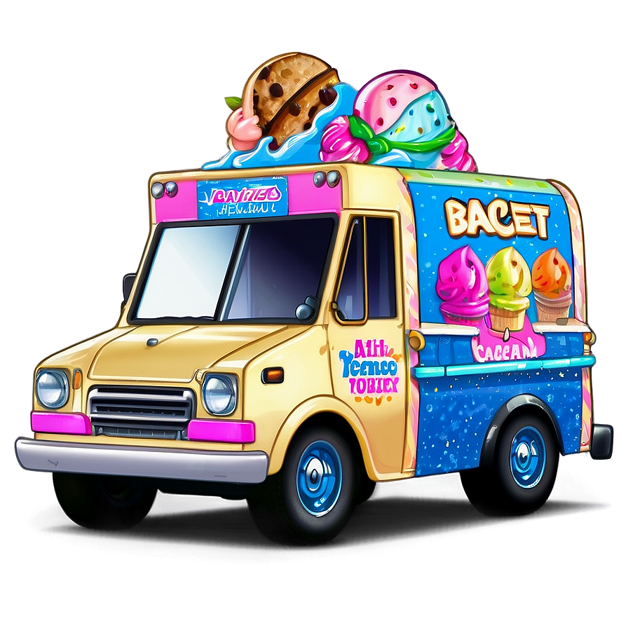 Ice Cream Truck With Mascot Png 06122024 PNG image