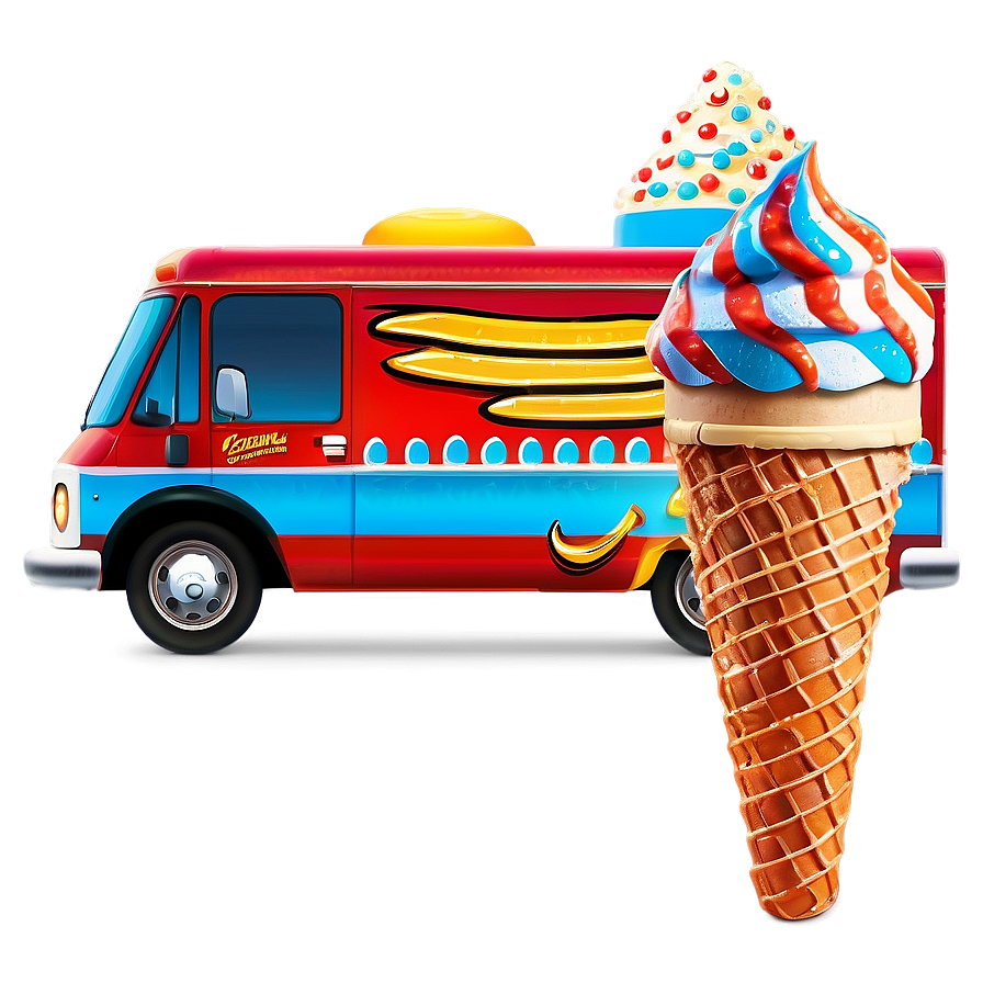 Ice Cream Truck With Mascot Png 06122024 PNG image