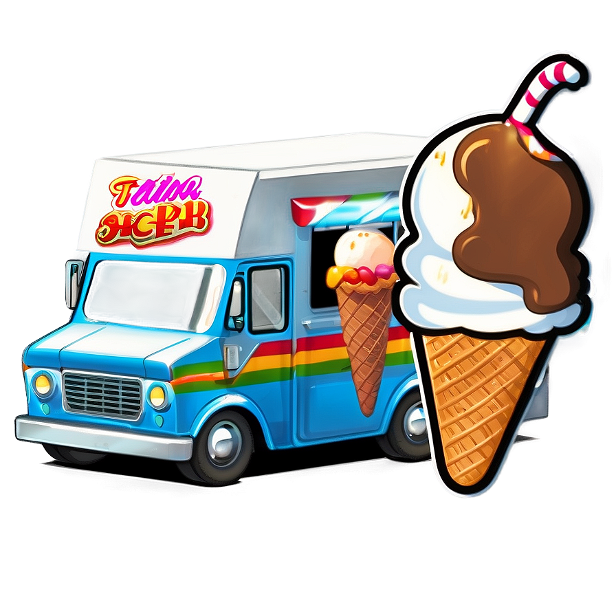 Ice Cream Truck With Mascot Png Iux PNG image