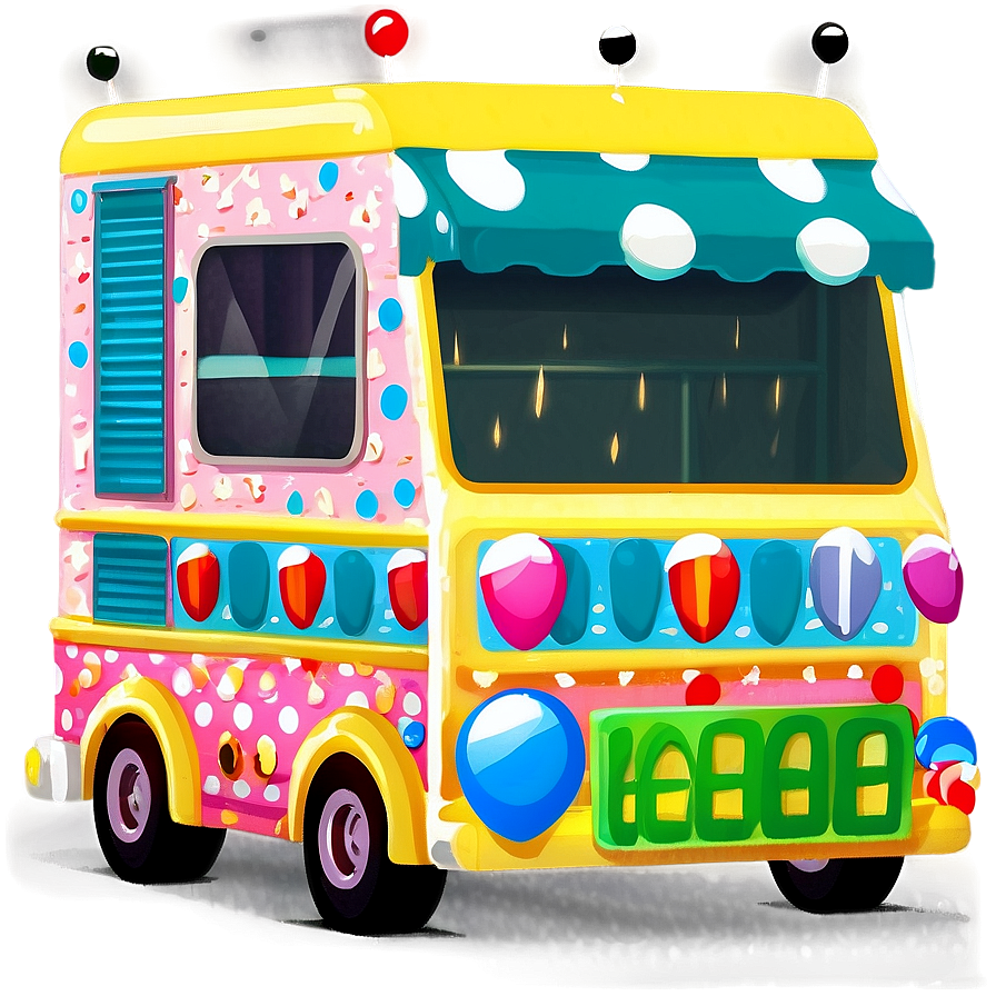 Ice Cream Truck With Polka Dots Png Qes PNG image