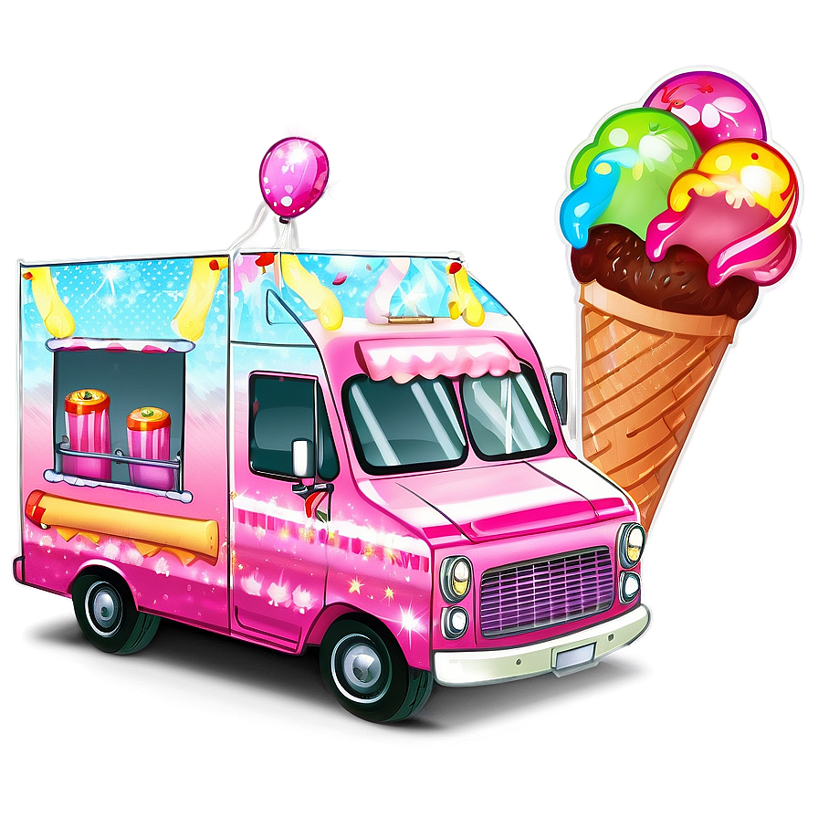 Ice Cream Truck With Sparkles Png 75 PNG image