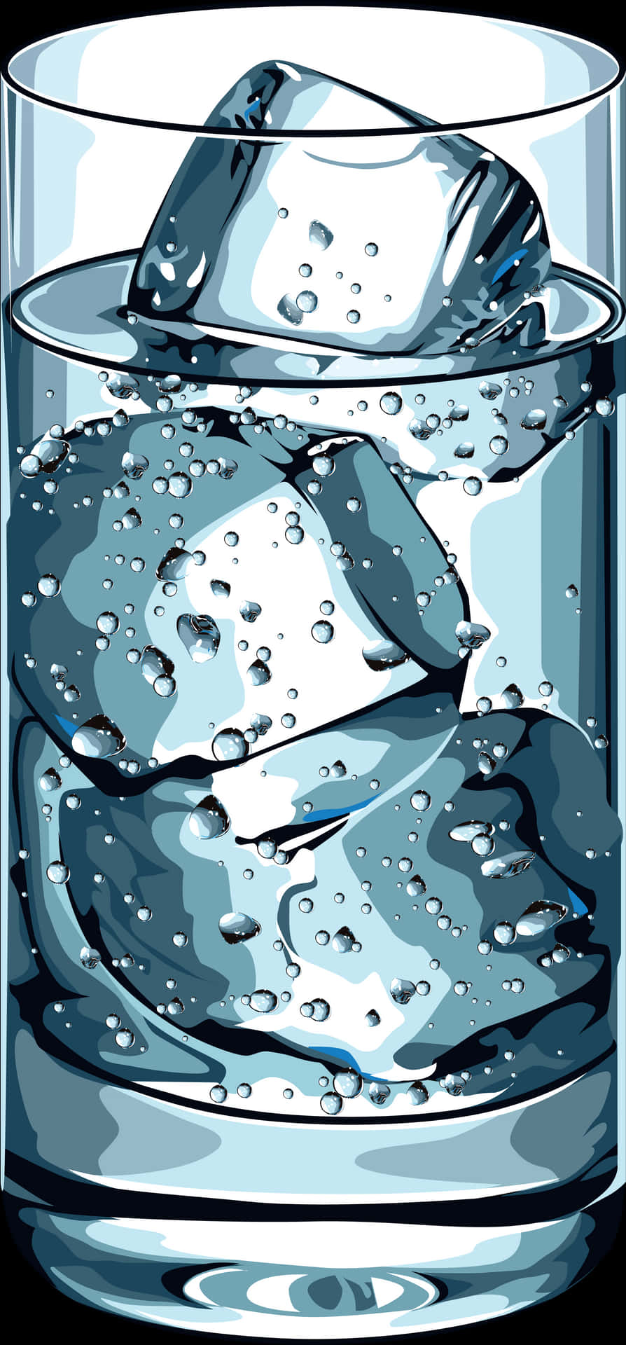 Iced Water Glass Vector Illustration PNG image