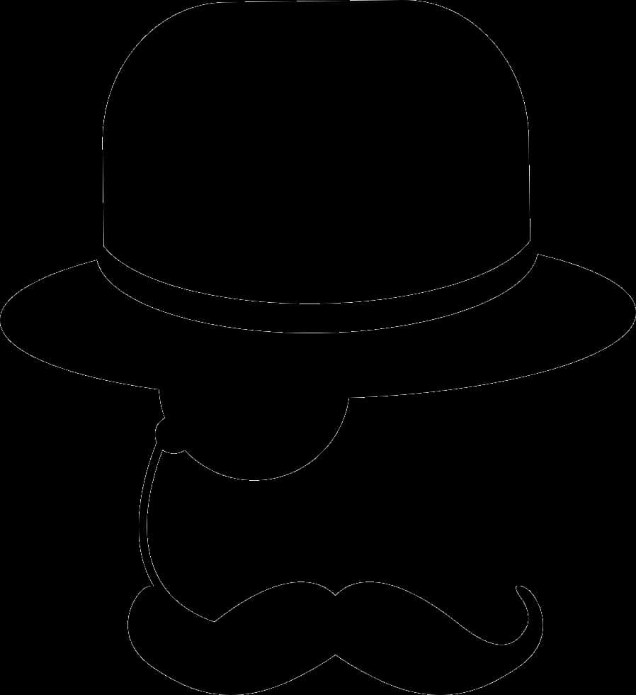 Iconic Bowler Hatand Mustache PNG image