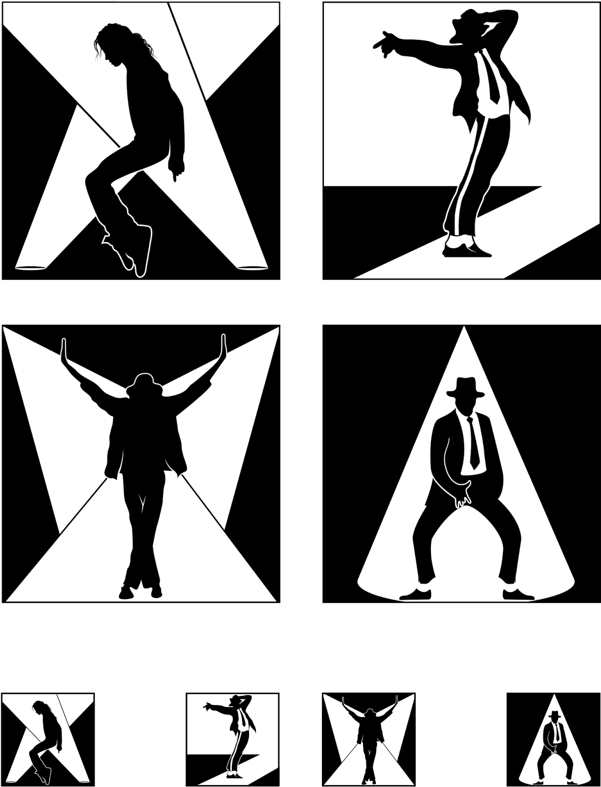 Iconic Dance Moves Silhouettes PNG image