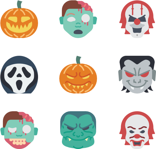 Iconic Horror Charactersand Pumpkins PNG image