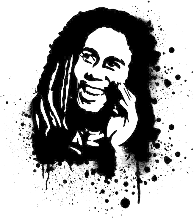 Iconic Reggae Artist Stencil PNG image