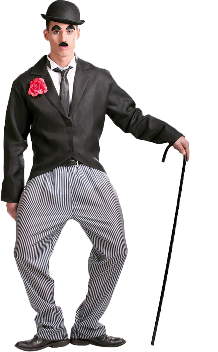 Iconic Silent Film Comedian Outfit PNG image