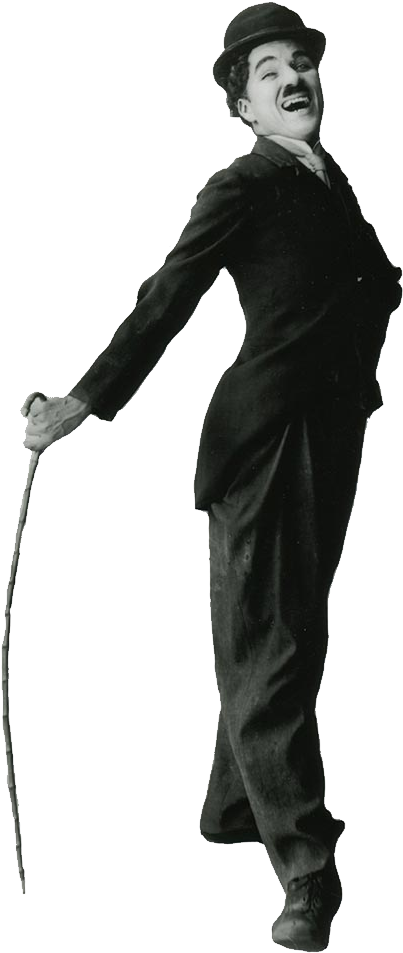 Iconic Silent Film Comedian Pose PNG image