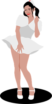Iconic White Dress Pose Illustration PNG image