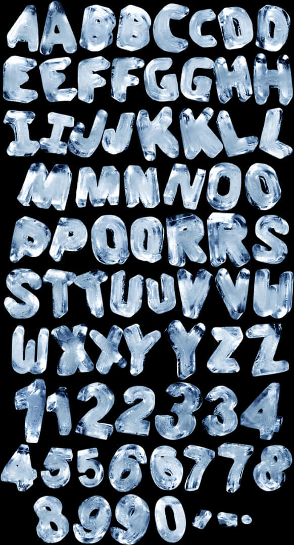 Icy Alphabetand Numbers PNG image