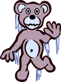 Icy Zombie Teddy Bear Illustration PNG image