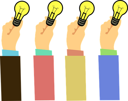 Idea Generation Hands Holding Lightbulbs PNG image