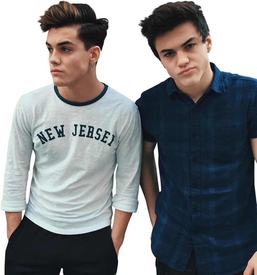 Identical Twins Casual Outfits PNG image