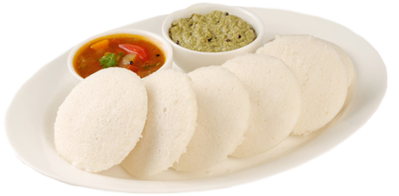 Idli Served With Chutney And Sambar PNG image