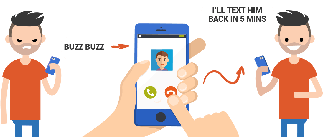 Ignoring Call Choosing Text Response PNG image