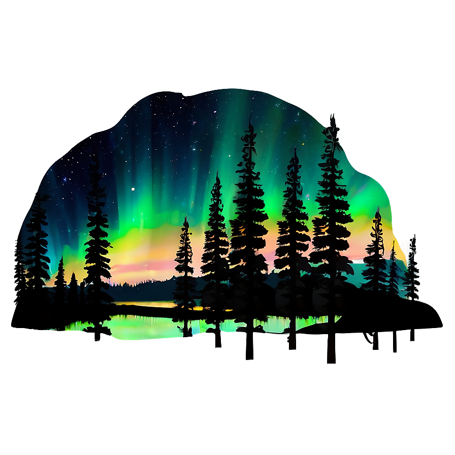 Illuminated Aurora Wilderness Scene Png 80 PNG image