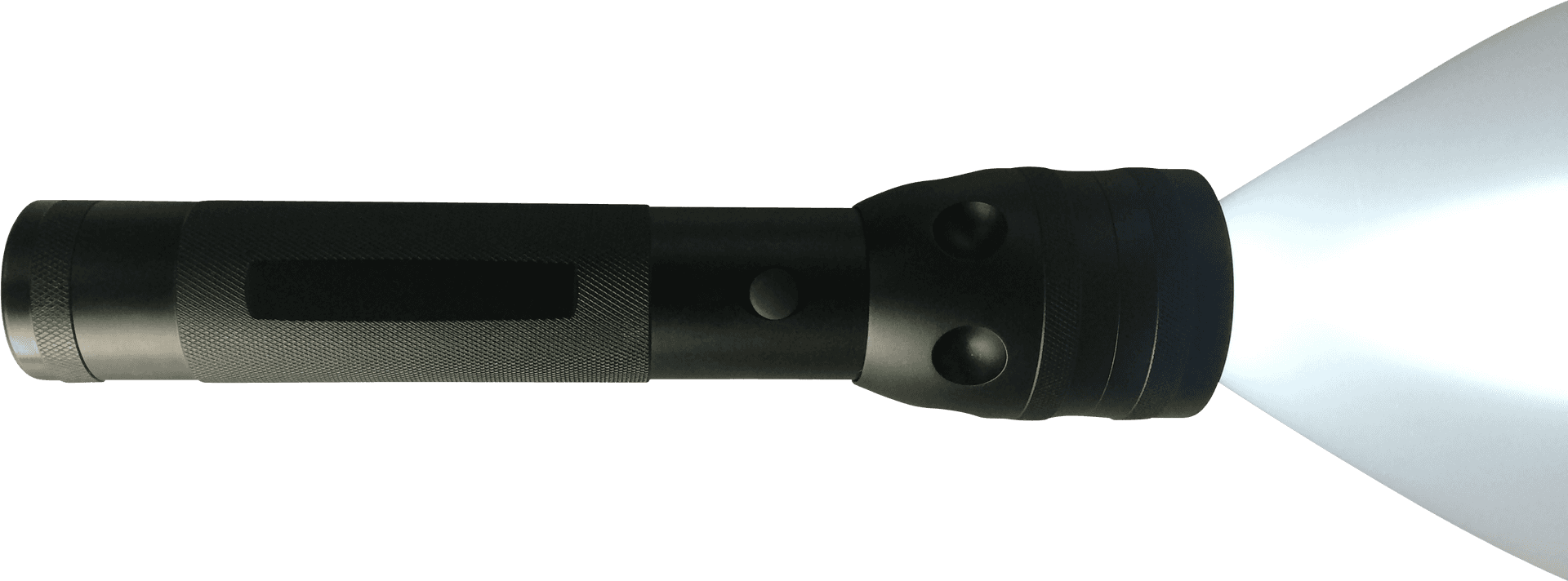 Illuminated Black Flashlight PNG image