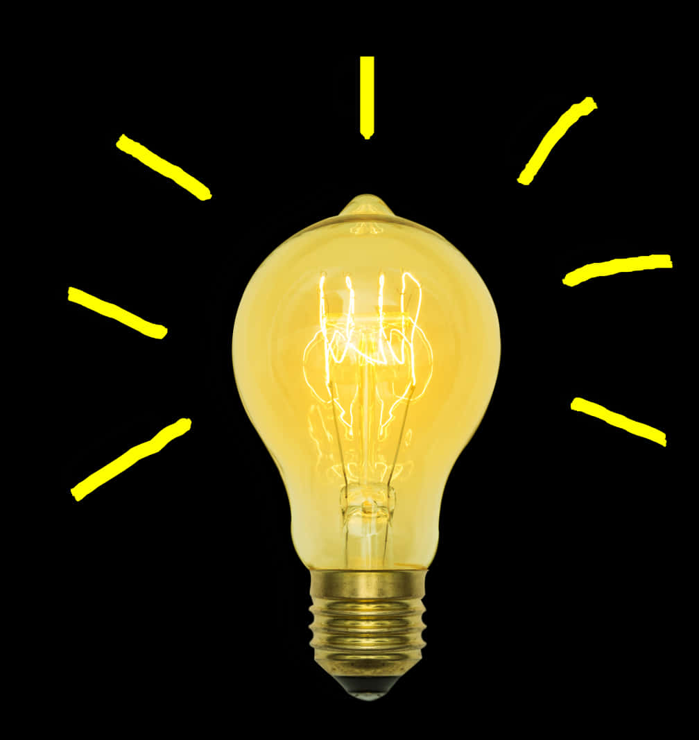 Illuminated Light Bulbon Black Background PNG image