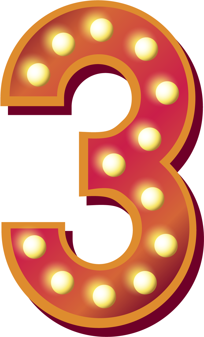Illuminated Marquee Number3 PNG image