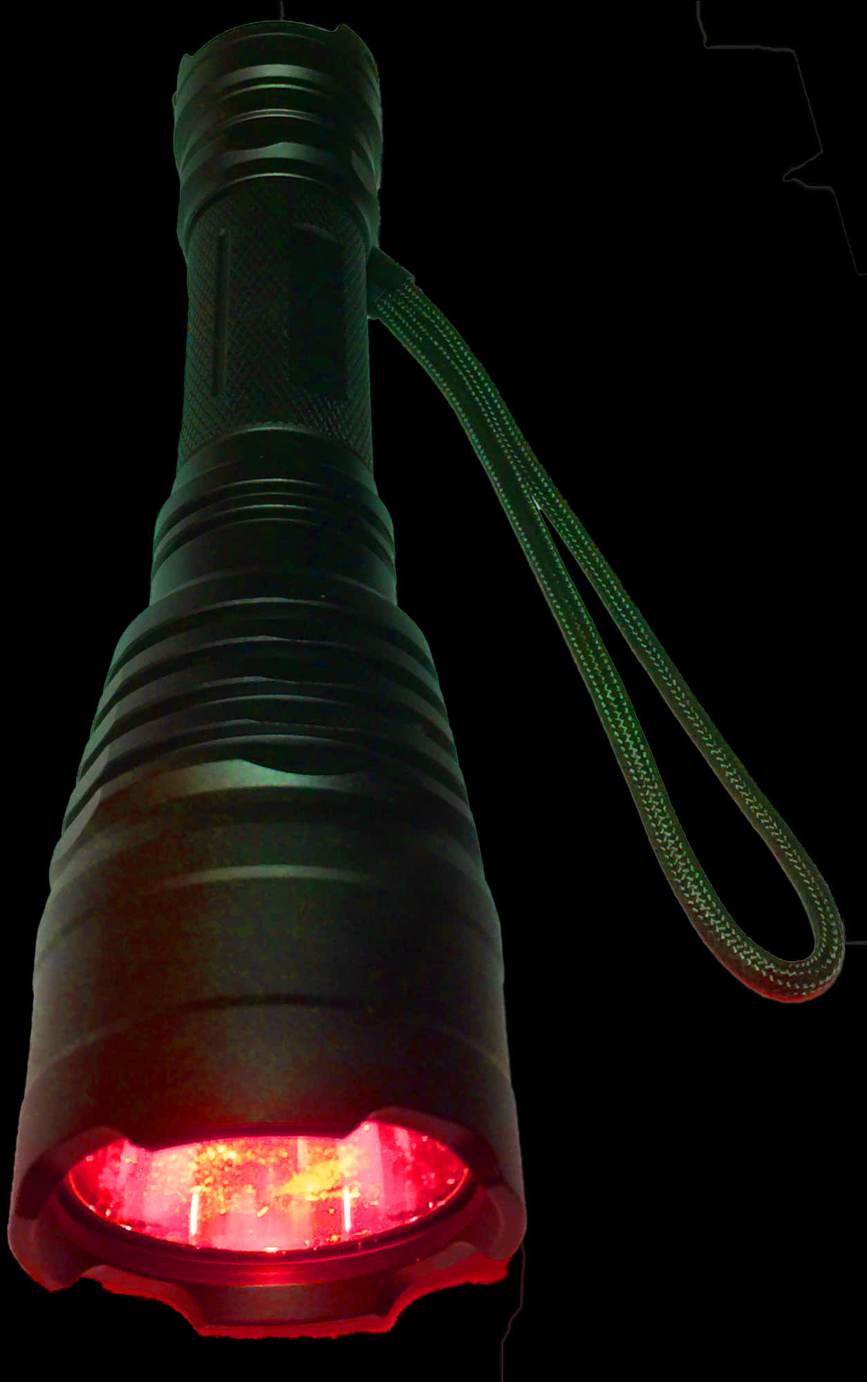 Illuminated Red Flashlight Night PNG image
