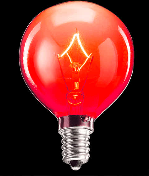 Illuminated Red Light Bulb PNG image