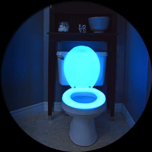 Illuminated Toiletin Dark Room PNG image